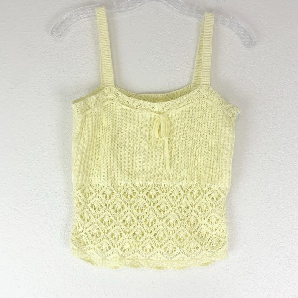 Wild Fable Crop Sweater Tank Womens Small Yellow‎ Preppy Beach Cottage Soft Girl